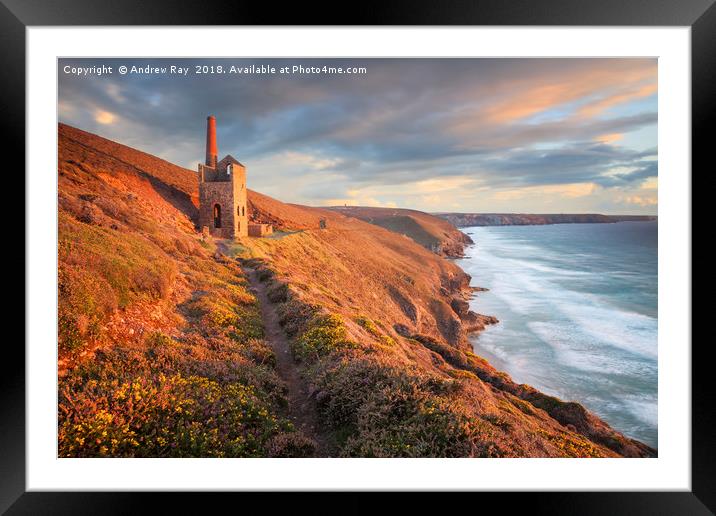 Last light at Wheal Coates Framed Mounted Print by Andrew Ray
