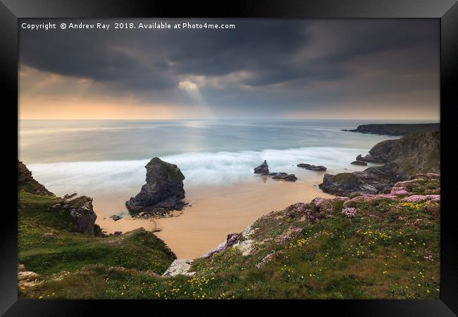 Late Afternoon (Bedruthan Steps) Framed Print by Andrew Ray