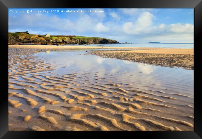 Sand Ripples on Harlyn Bay Beach Framed Print by Andrew Ray