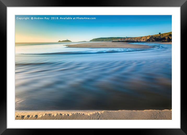 River Pattern on Gwithian Beach  Framed Mounted Print by Andrew Ray