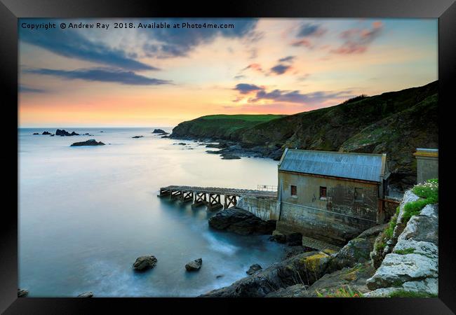 Old Lizard Lifeboat Station at sunset Framed Print by Andrew Ray