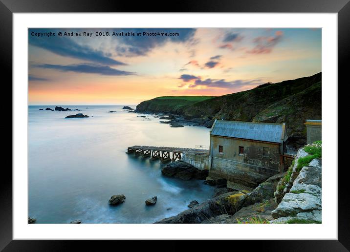 Old Lizard Lifeboat Station at sunset Framed Mounted Print by Andrew Ray
