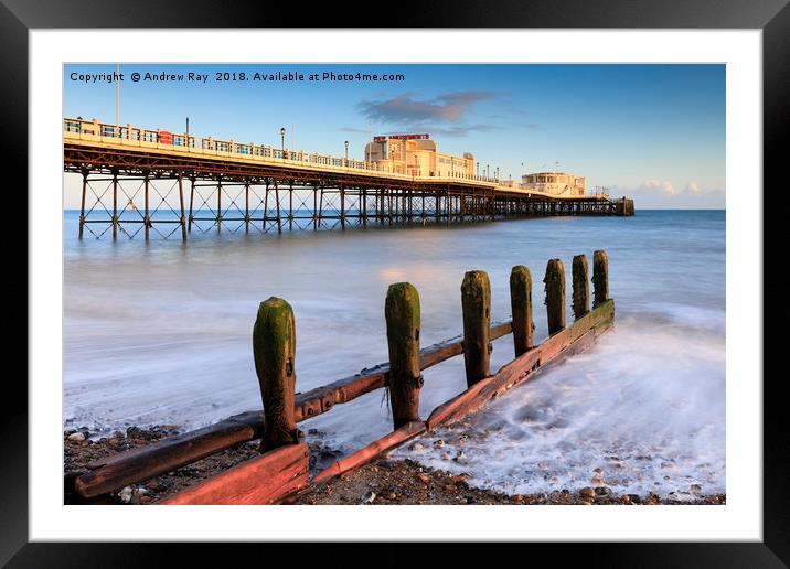 Pier and Groyne (Worthing) Framed Mounted Print by Andrew Ray