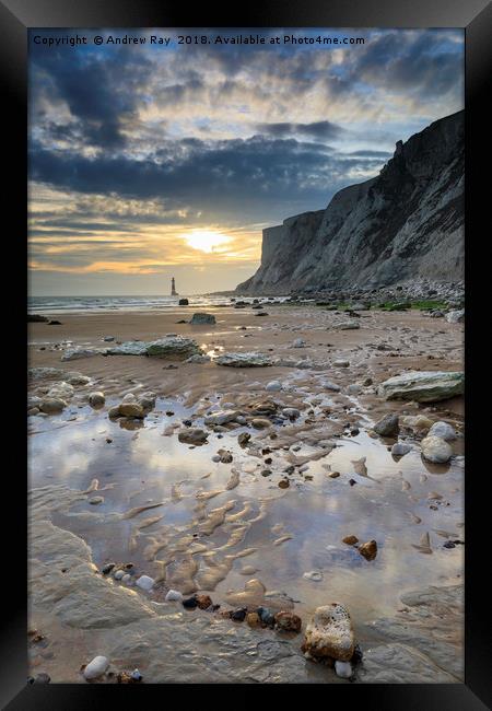 Setting sun from Falling Sands (Beachy Head) Framed Print by Andrew Ray