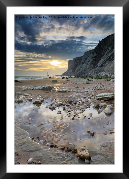Setting sun from Falling Sands (Beachy Head) Framed Mounted Print by Andrew Ray