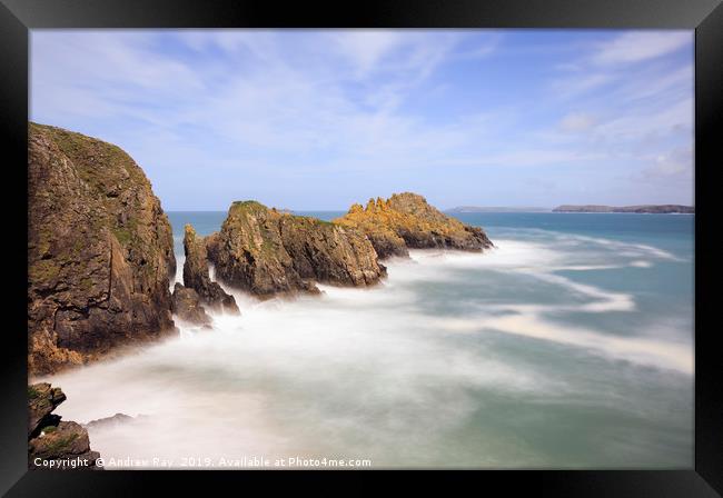 Merope Rocks, Mother Ivey's Bay Framed Print by Andrew Ray