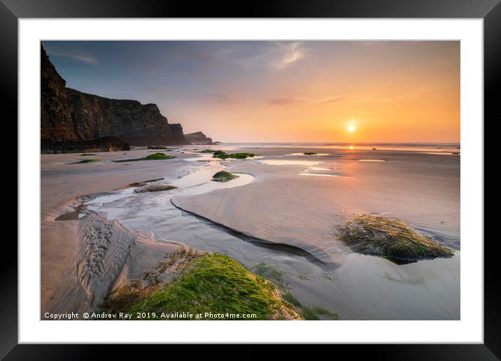 Sunset at Whipsiderry Beach Framed Mounted Print by Andrew Ray
