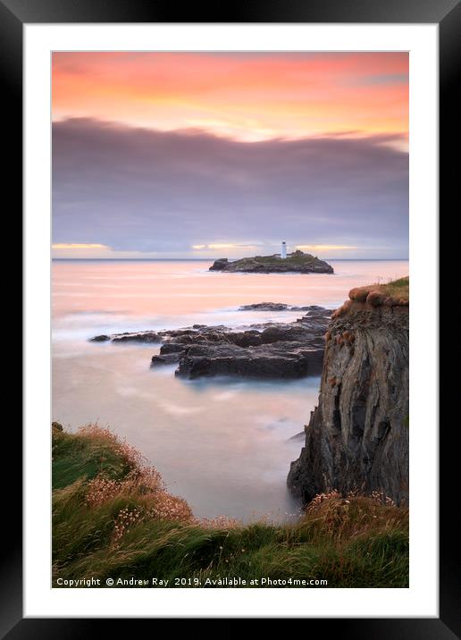 Sunset from the clifftop (Godrevy) Framed Mounted Print by Andrew Ray