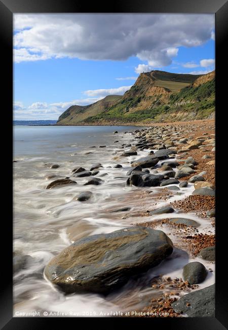 Rocky shore (Eype Mouth Beach Framed Print by Andrew Ray