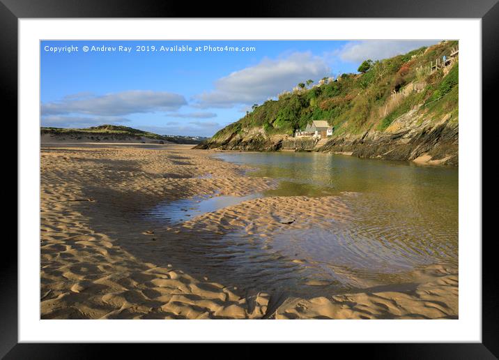 Sand patterns on the Gannel Estuary Framed Mounted Print by Andrew Ray