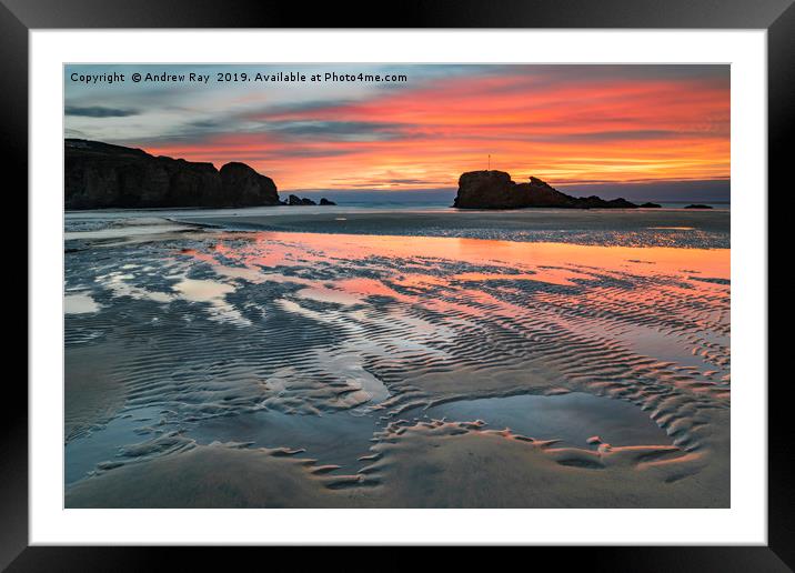 Buy Framed Mounted Prints of Sand ripples at sunset (Perranporth) by Andrew Ray