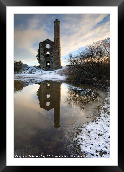 Winter reflections (United Downs) Framed Mounted Print by Andrew Ray