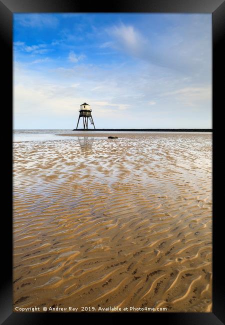 Sand ripples at Dovercourt Lighthouse Framed Print by Andrew Ray