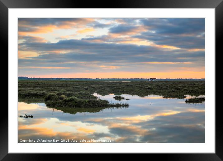 Sunset reflections (North Fambridge) Framed Mounted Print by Andrew Ray