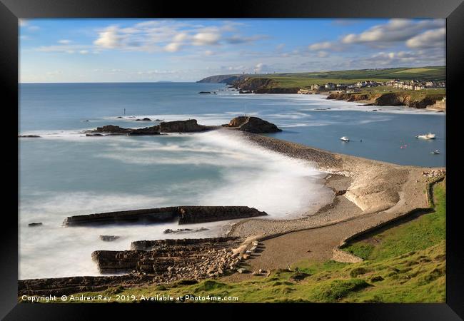 Above Bude Breakwater Framed Print by Andrew Ray