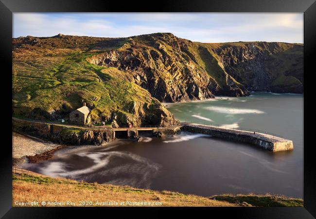 Harbour view (Mullion Cove) Framed Print by Andrew Ray