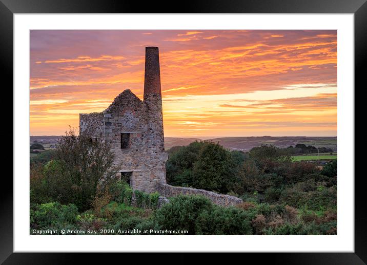 Wheal Peevor Sunset. Framed Mounted Print by Andrew Ray