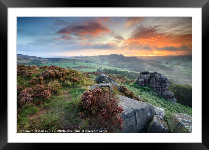 Sunrise from the summit of Hen Cloud Framed Mounted Print by Andrew Ray