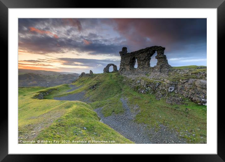 Sunset at Castell Dinas Brân Framed Mounted Print by Andrew Ray