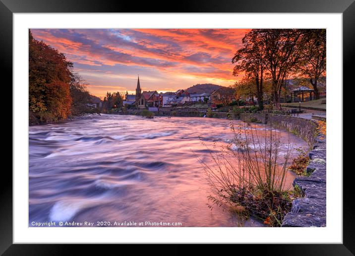 River Dee at sunrise (Llangollen) Framed Mounted Print by Andrew Ray