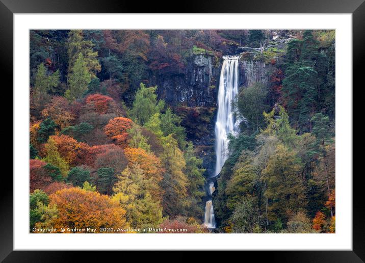 Pistyll Rhaeadr Waterfall Framed Mounted Print by Andrew Ray