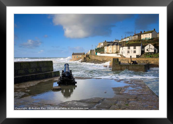 Canon at Porthleven Framed Mounted Print by Andrew Ray