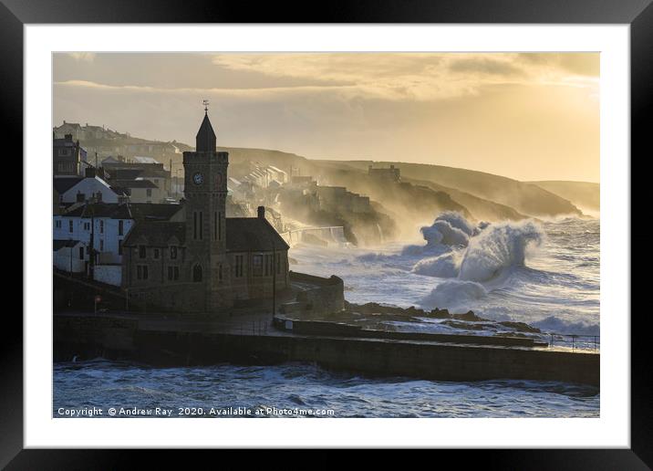 Early morning at Porthleven Framed Mounted Print by Andrew Ray