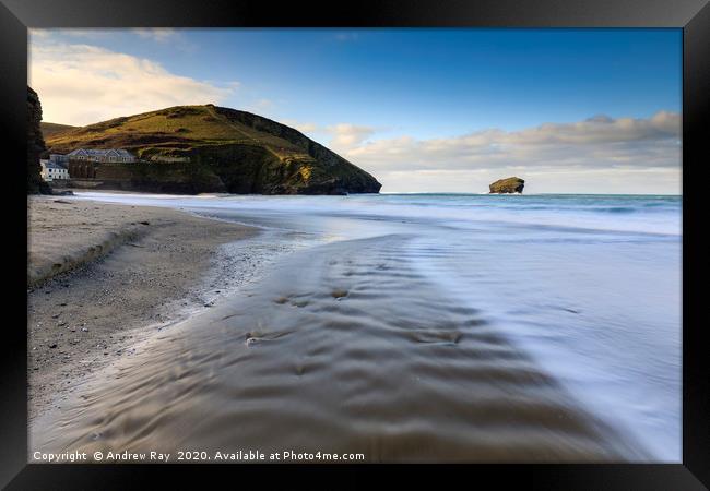 River mouth at Portreath Framed Print by Andrew Ray