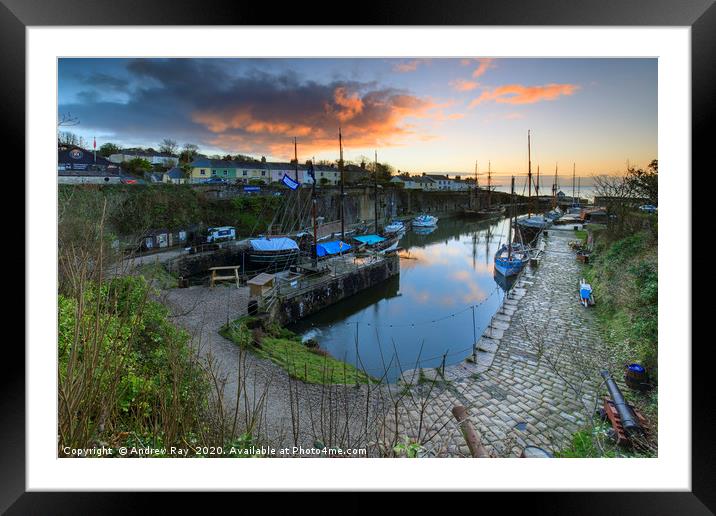 Sunrise over the dock (Charlestown) Framed Mounted Print by Andrew Ray