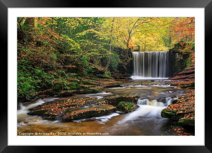 Waterfall at Nant Mill Framed Mounted Print by Andrew Ray