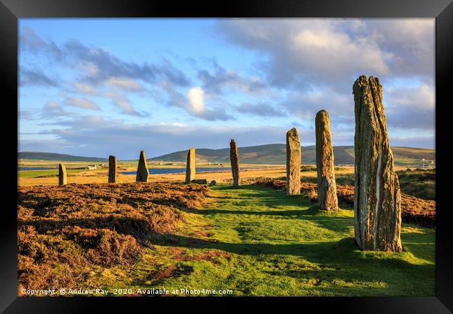 Late Light at the Ring of Brodgar Framed Print by Andrew Ray