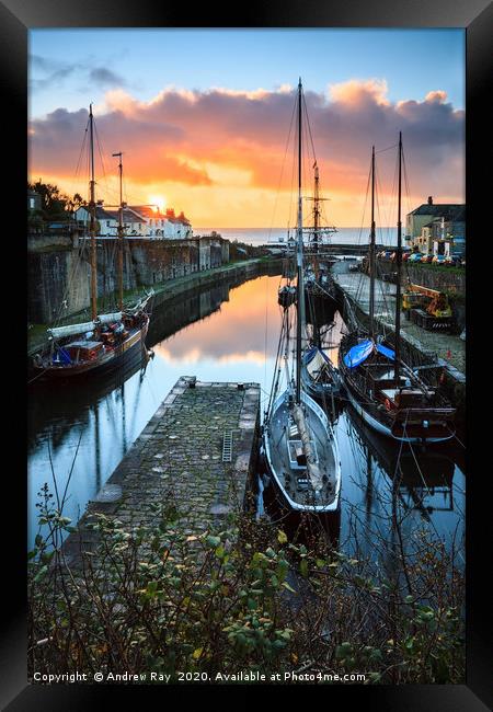 Tall ships at Sunrise (Charlestown) Framed Print by Andrew Ray