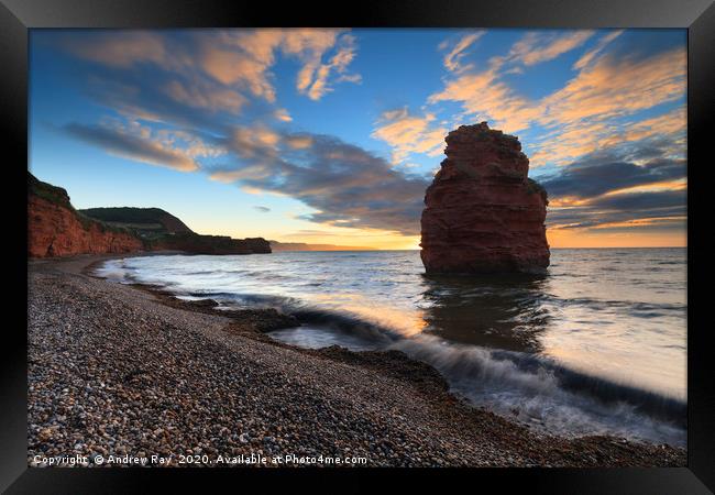 Sunrise at Ladram Bay Framed Print by Andrew Ray