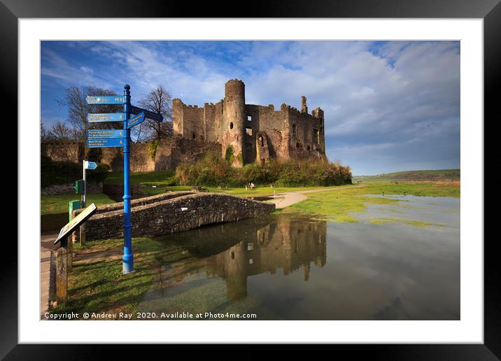 High Tide at Laugharne Castle Framed Mounted Print by Andrew Ray