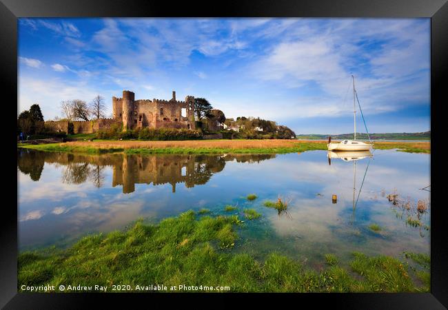 Reflections at Laugharne Framed Print by Andrew Ray