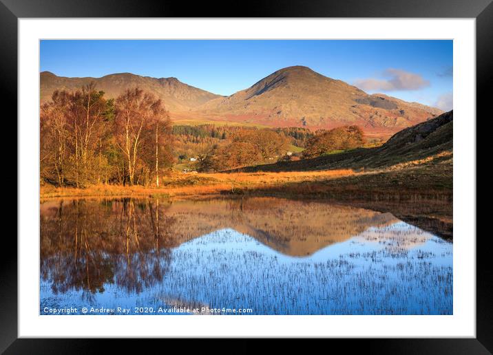 Reflections in Kelly Hall Tarn Framed Mounted Print by Andrew Ray