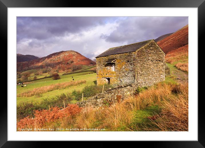 Barn in the Troutbeck Valley Framed Mounted Print by Andrew Ray