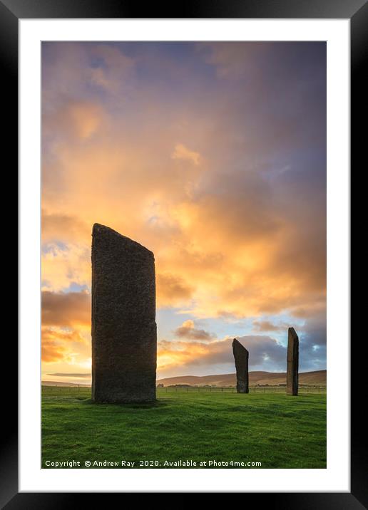 Sunrise at Stones of Stenness Framed Mounted Print by Andrew Ray