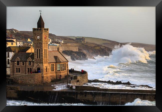 Incoming Wave (Porthleven) Framed Print by Andrew Ray