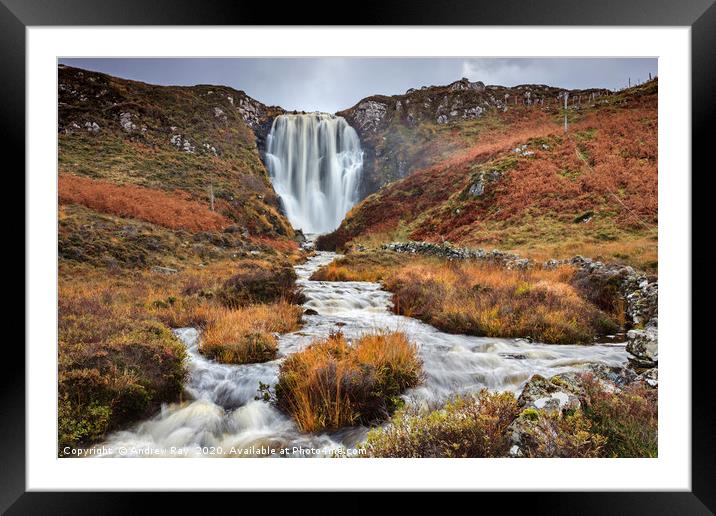 Waterfall at Clashnessie Framed Mounted Print by Andrew Ray