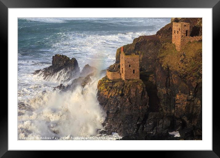 Rough Sea at Botallack Framed Mounted Print by Andrew Ray