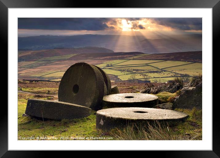 Mill Stones (Stanage Edge) Framed Mounted Print by Andrew Ray
