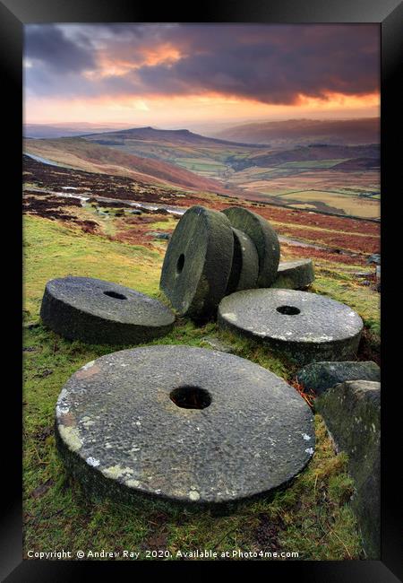 Mill Stones at Sunset Framed Print by Andrew Ray
