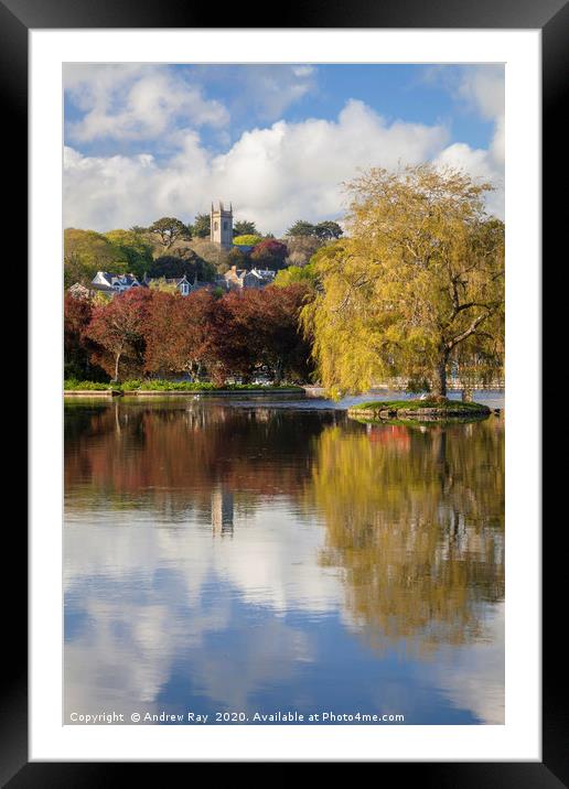 Reflections at Helston Boating Lake by Andrew Ray Framed Mounted Print by Andrew Ray