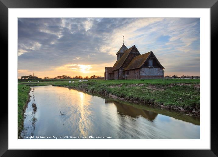 Setting Sun at Fairfield Church Framed Mounted Print by Andrew Ray