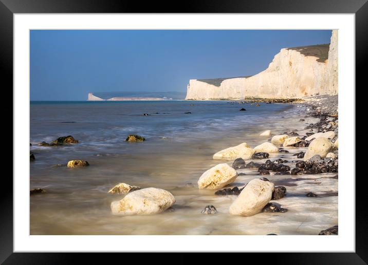 Chalk Boulder at the Seven Sisters Framed Mounted Print by Andrew Ray