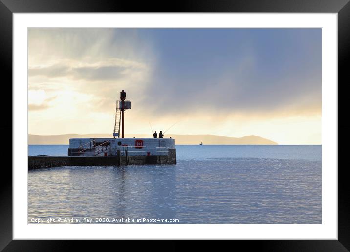 Fisherman on Looe Pier Framed Mounted Print by Andrew Ray