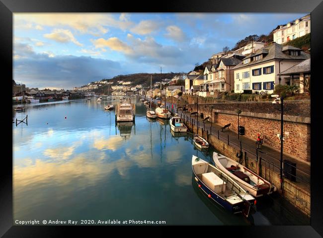 Sunrise Reflections (Looe) Framed Print by Andrew Ray