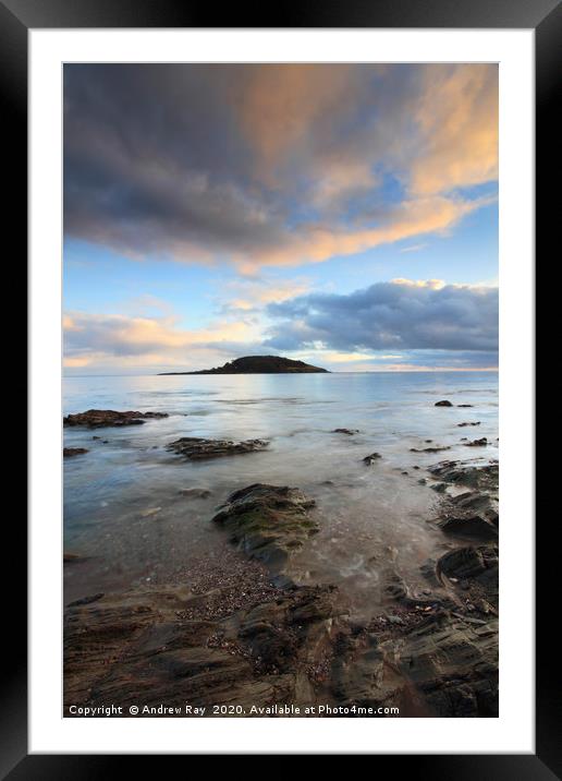 Sunset at Looe Island Framed Mounted Print by Andrew Ray