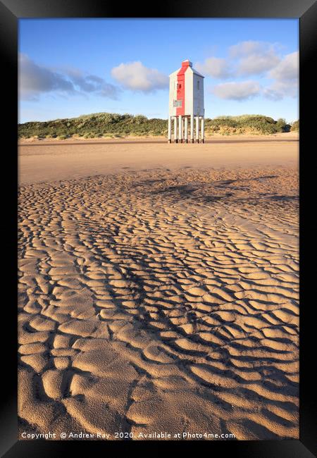Sand Ripples at Burnham Lighthouse Framed Print by Andrew Ray
